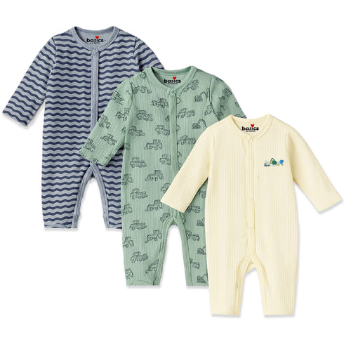 Basics Romper Set Pack Of 3 Cozy Sleep suits 0-24M 17160