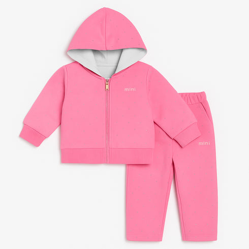 Baby Girls 2pc Suit Zipper Jacket With Trouser Set 16735