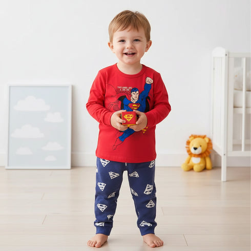 Superman Pajama Suit Full Sleeves T-Shirt & Trouser 16731