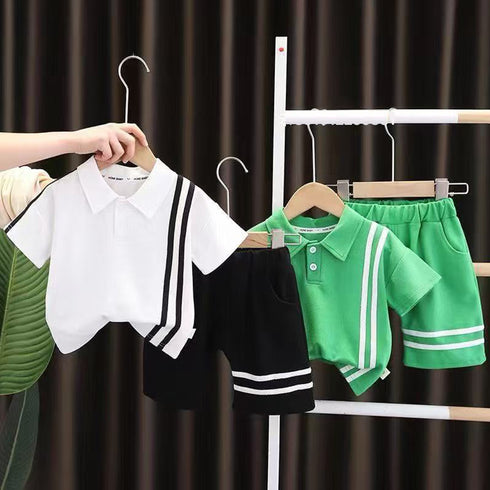 Todd Boys 2Pcs Suit Polo Shirt With Shorts Set 16347