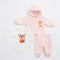 Infants 3Pc Suit Puffer Hoodie With Cotton Bodysuit & Trouser For Winter Set 17182