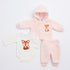 Infants 3Pc Suit Puffer Hoodie With Cotton Bodysuit & Trouser For Winter Set 17182