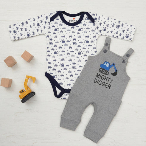 Basics Baby 2pc Suit Set Dangri With Long Sleeves Bodysuit 17131