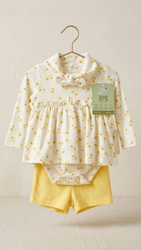 Floral Baby Girl Frocks with Trouser & Headband