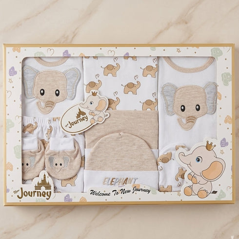 10pcs Newborn Starter Gift Set Beige Baby Elephants