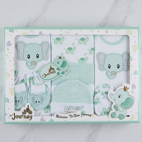 10pcs Newborn Starter Gift Set Green Baby Elephants