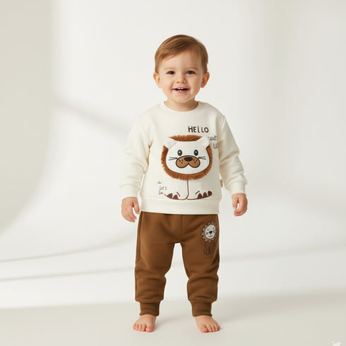 Kids Exclusive 2Pc Suit Fleece Sweatshirt With Trouser Set 17340
