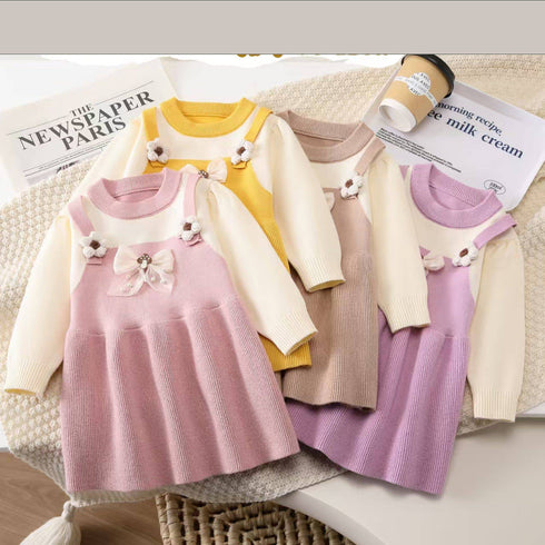 Baby Girls Formal Purple Wool Frock For Winter 17325