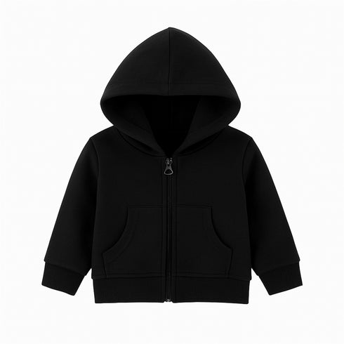 Kids Cozy Classic Black Fleece Zip Up Hoodie 17270