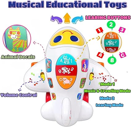 Baby Toys Early Learning Airplane Crawling Toy with Light & Music 15769