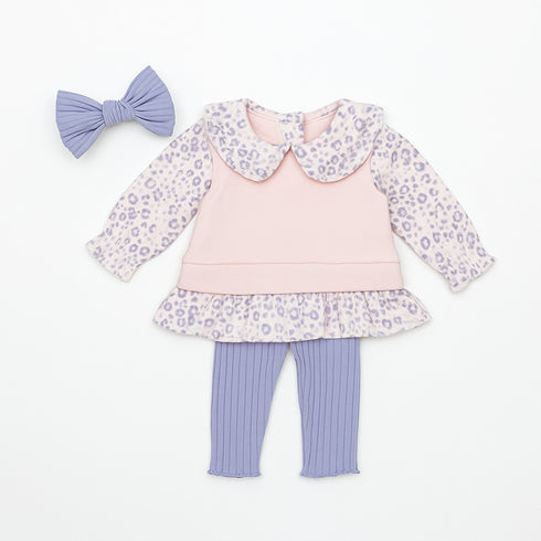 Baby Girls 3pc Suit Set Fancy Wear Top With Trouser & Headband 16856