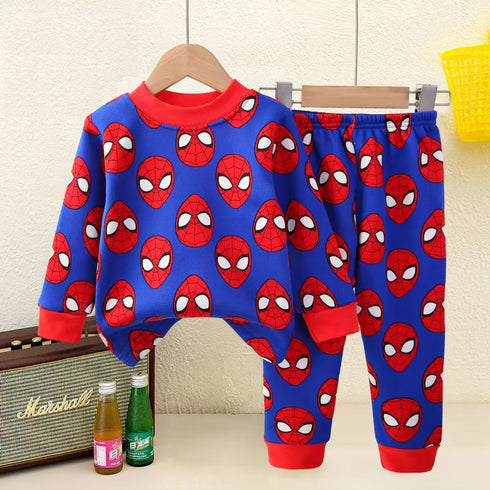 Spider Man Character Fleece Pajama Suit Full Sleeves T-Shirt & Trouser 16732