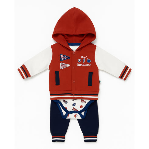 Infants 3pc Suit Set Hoodie With Bodysuit & Trouser 16828