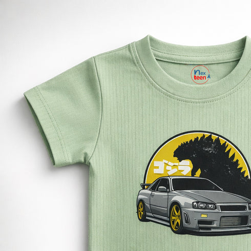 T-Shirt for Boys Green Godzilla