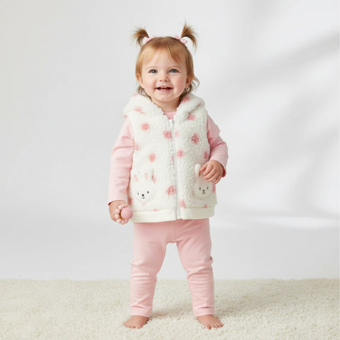 Baby Girls Suit Set Tshirt With Puffer Hoodie With Trouser 17457