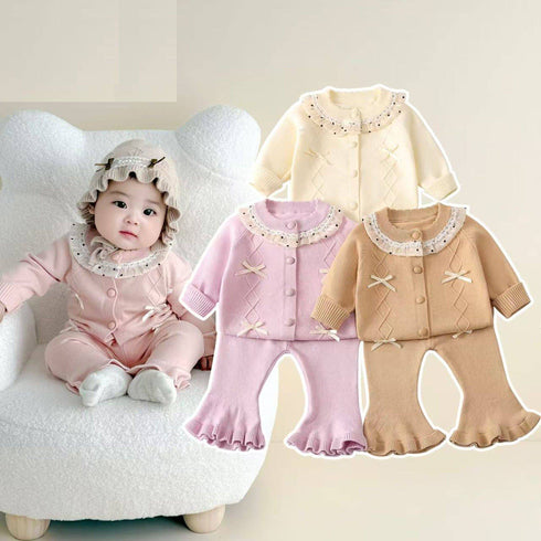 Winter Woolen 2Pc Suit Set Front Open Sweater With Trouser 17329