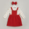 Baby Girls 3pc Suit Set Dangri Style Frock With Bodysuit & Headband 16823