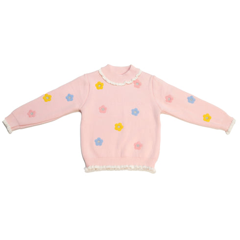 Soft Wool Sweater for Kids Floral Pink 16708