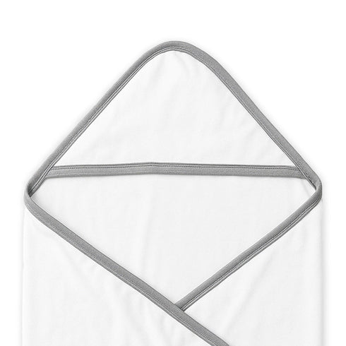 Infant Soft Cotton Hooded White & Grey Wrapping Sheet 16394