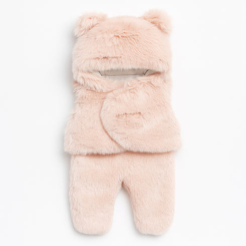 Baby Basics Cozy Snug Pink Furry Hooded Carrynest 17139