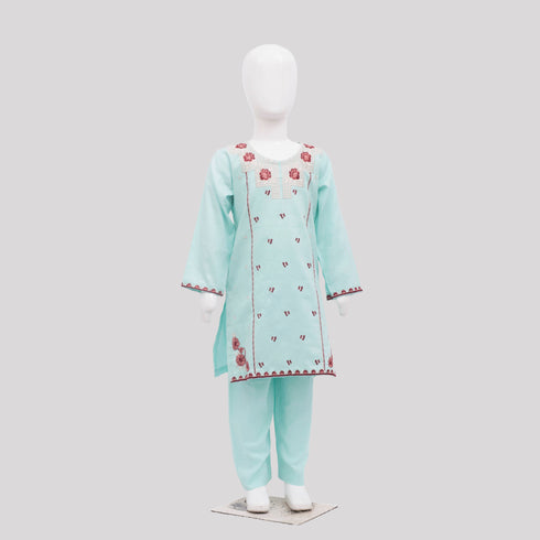 Floral Embroided Festive Eastern Wear Girls Shalwar Kameez Suit 16036