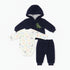 Infants 3Pc Suit Puffer Hoodie With Cotton Bodysuit & Trouser For Winter Set 17182