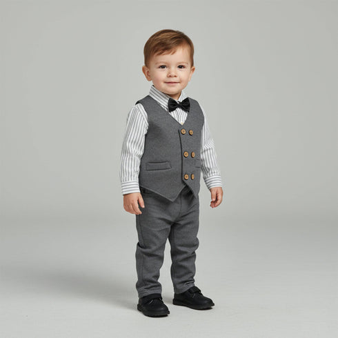 Grey and White Formal Suit for Toddler Boys 2–6 Years