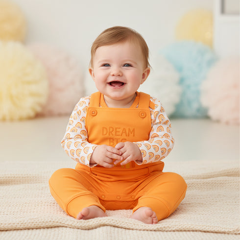 Basics Baby Girls 2pc Suit Set Dangri With Long Sleeves Bodysuit 17131