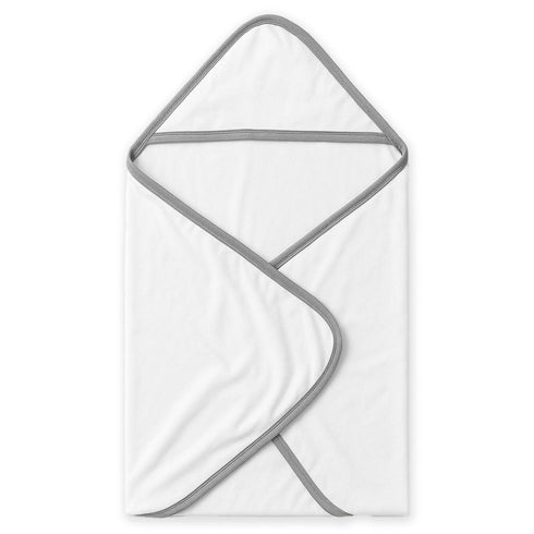 Infant Soft Cotton Hooded White & Grey Wrapping Sheet 16394