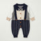 Woolen Striped Baby Boys Formal Romper Navy 0–18 Months
