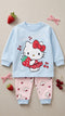 Fleece Blue Kitty Sweatshirt and Trouser Set for Toddler Girls 2–7 Years