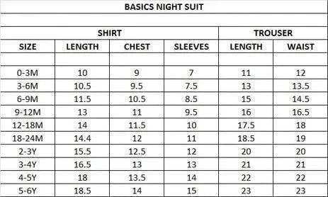 Basics Infants Night Suit -NB to 6Years Vehicles Printed 17047