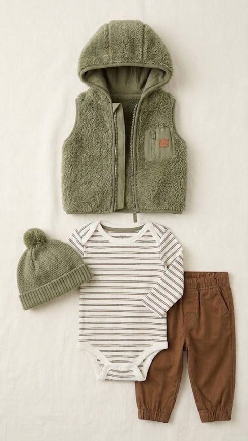 Baby Boys Suits with Hoodie Bodysuit Pants & Cap 0–9M