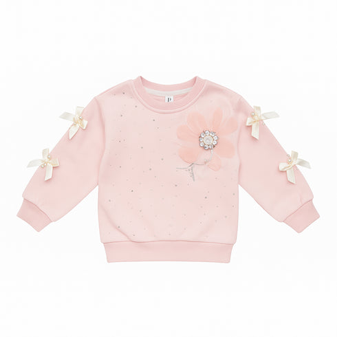 Girls Exclusive Winter Fleece Sweatshirt Party Wear Floral & Glittered 16713