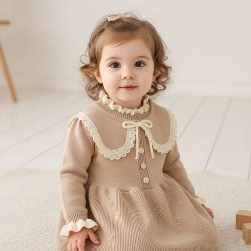 Baby Girls Formal Pink Frock For Winter 16850