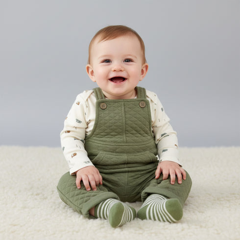 Baby Boys Dangri Suit Bodysuit With Dungaree & Pair Of Socks 17320