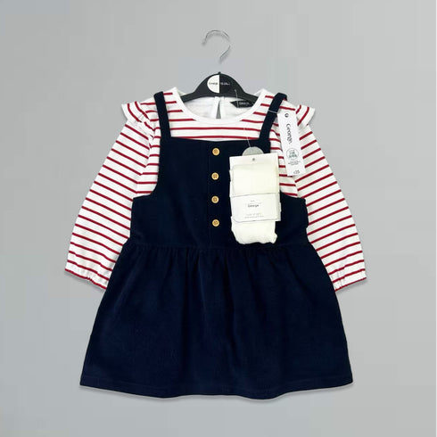 Baby Girls Dangri Style Suit Set With Leggings 16804