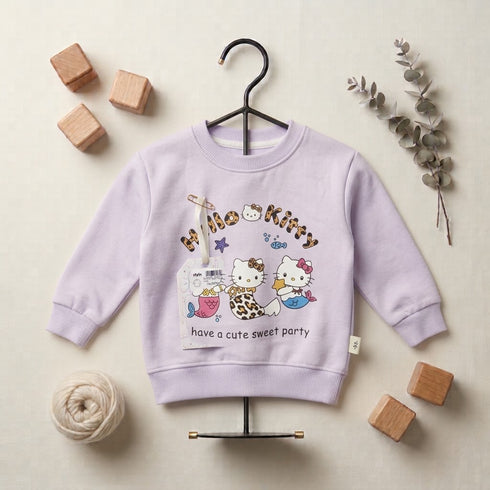Girls Purple Kitty Sweatshirt