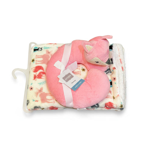 Soft Minky Baby Blanket With Stuff Toy U Pillow 17079 (76x91CM)