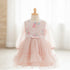 Baby Girls Frilled Floral Embroided Party Wear Frock Long Sleeves 16819