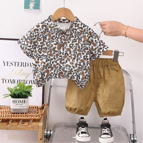 Todd Boys 2Pcs Suit Shirt With Shorts Set 16308