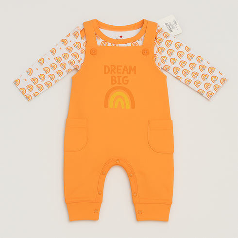 Basics Baby Girls 2pc Suit Set Dangri With Long Sleeves Bodysuit 17131