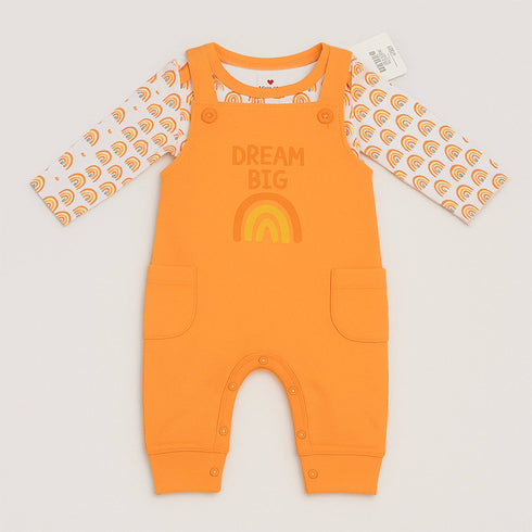Basics Baby Girls 2pc Suit Set Dangri With Long Sleeves Bodysuit 17131