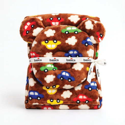 Soft Minky Baby Blanket With Stuffed Head Pillow 17284 Cars