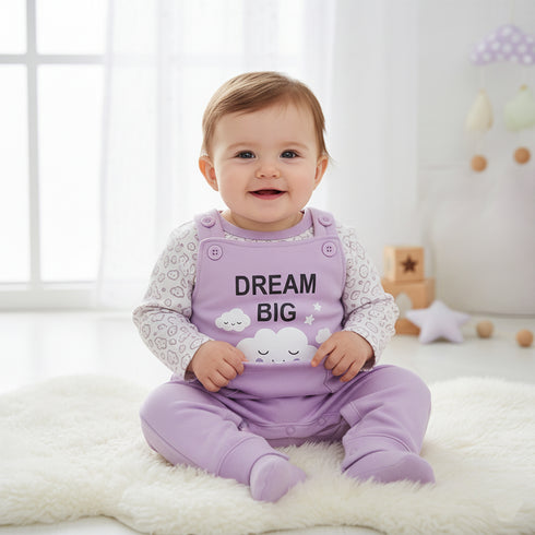 Basics Baby Girls 2pc Suit Set Dangri With Long Sleeves Bodysuit 17131