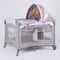 Baby Nursery Center Playard Infant Playpen with Bassinet & Toy Canopy – Grey Pink