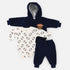 Infants 3Pc Suit Puffer Hoodie With Cotton Bodysuit & Trouser For Winter Set 17182