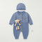 Woolen Teddy Baby Boys Romper with Cap Blue 0–18 Months