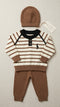 Woolen Baby Boys Dresses Brown and White Ralph Polo Sweater Set With Wool Cap 0-24M