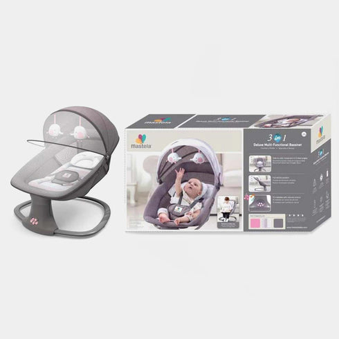 3-in-1 Deluxe Multifunctional Baby Bassinet Swing Grey 8106